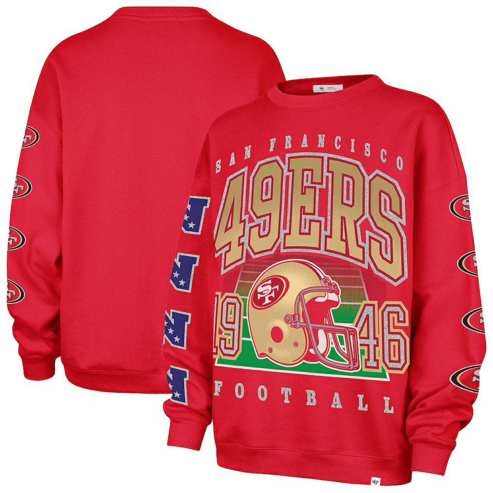 San Francisco 49ers '47 Women's Go Big Oversized Pullover Sweatshirt Scarlet | 47 brand