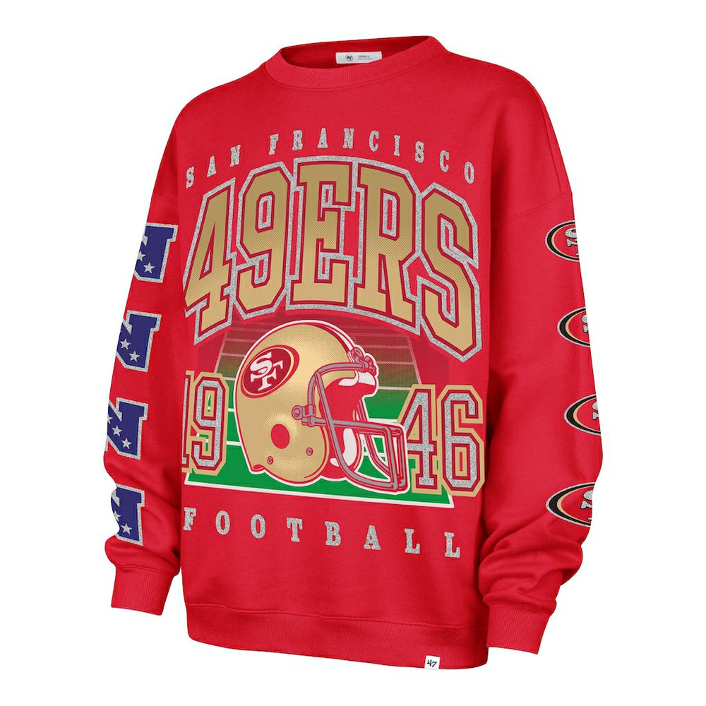 San Francisco 49ers '47 Women's Go Big Oversized Pullover Sweatshirt Scarlet | 47 brand