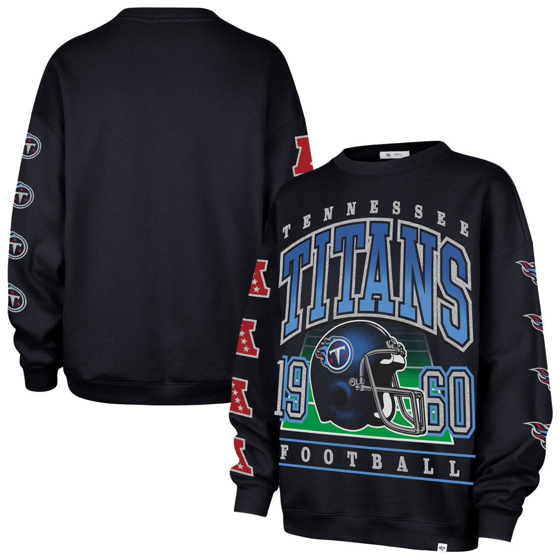 Tennessee Titans '47 Women's Go Big Oversized Pullover Sweatshirt Navy | 47 brand