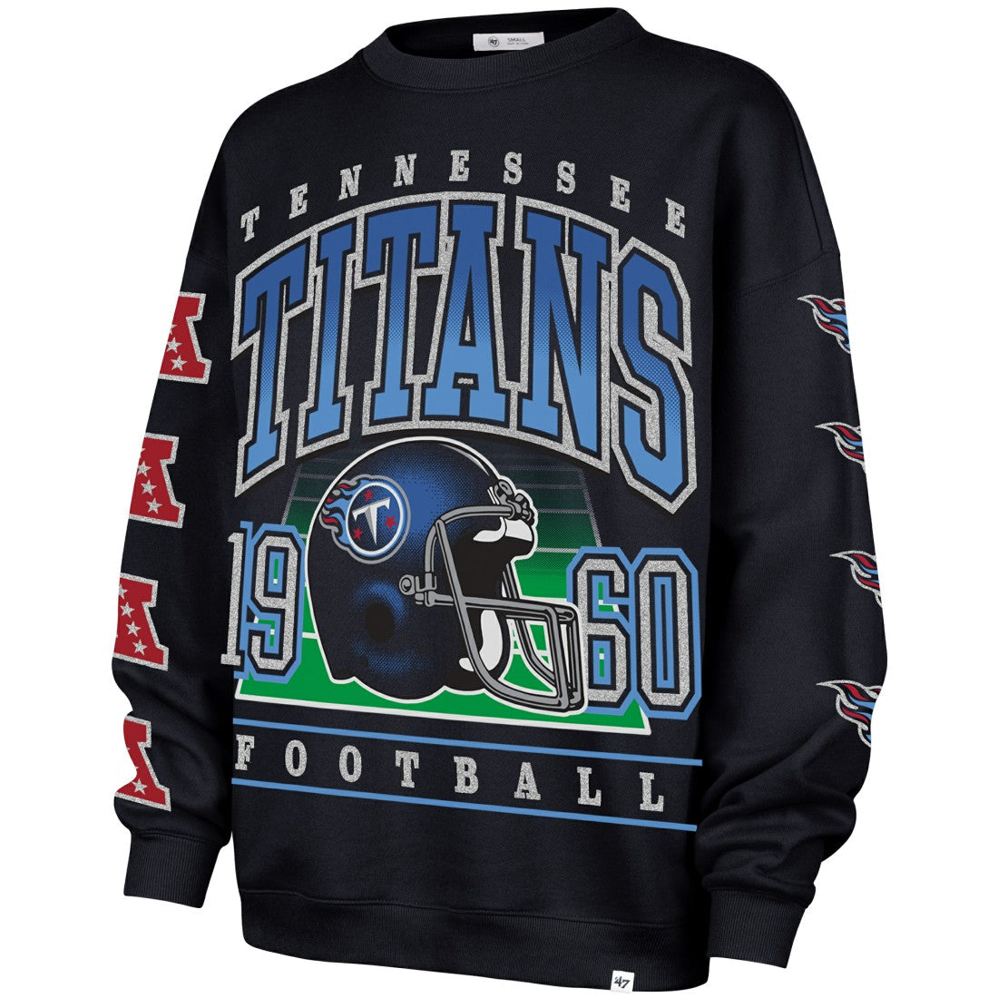 Tennessee Titans '47 Women's Go Big Oversized Pullover Sweatshirt Navy | 47 brand