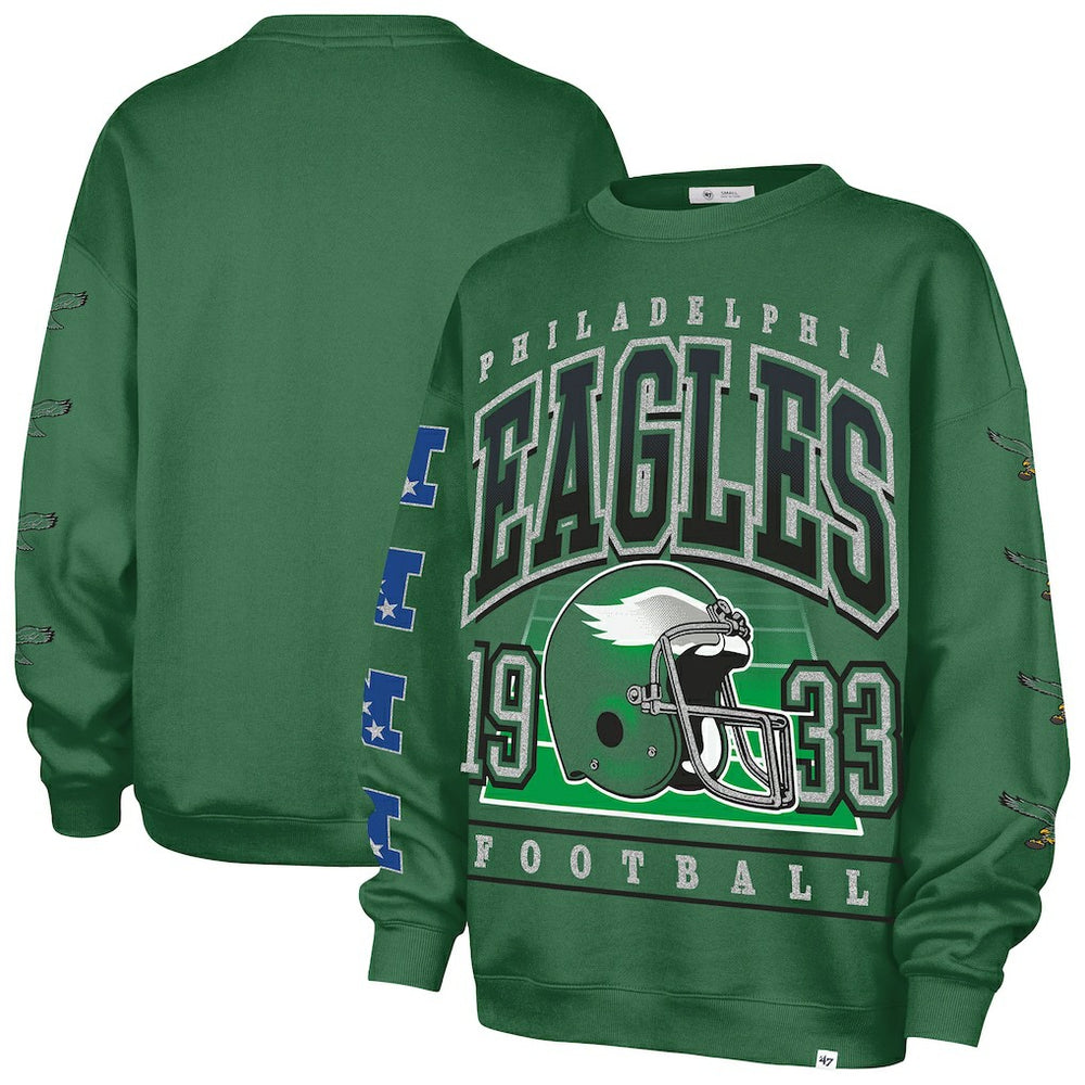 Philadelphia Eagles '47 Women's Go Big Oversized Pullover Sweatshirt Kelly Green | 47 brand