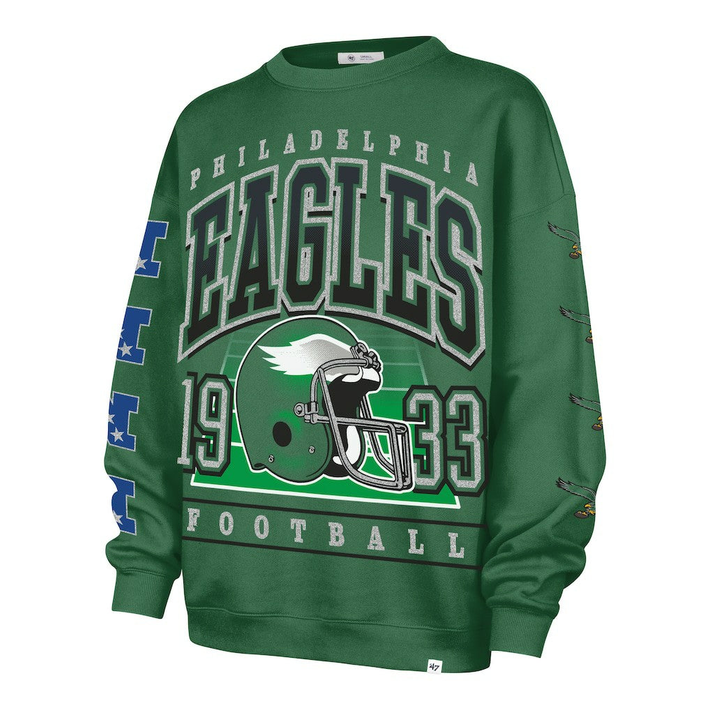Philadelphia Eagles '47 Women's Go Big Oversized Pullover Sweatshirt Kelly Green | 47 brand