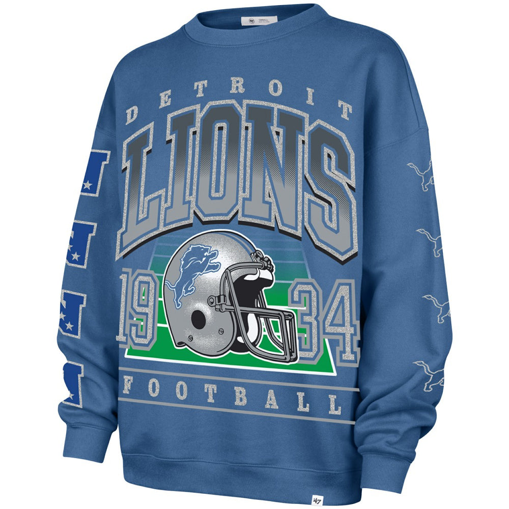Detroit Lions '47 Women's Go Big Oversized Pullover Sweatshirt Blue | 47 brand