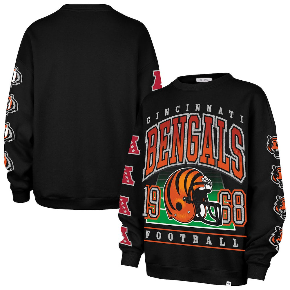 Cincinnati Bengals '47 Women's Go Big Oversized Pullover Sweatshirt Black | 47 brand