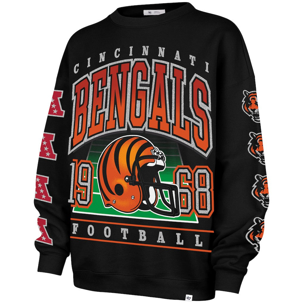 Cincinnati Bengals '47 Women's Go Big Oversized Pullover Sweatshirt Black | 47 brand