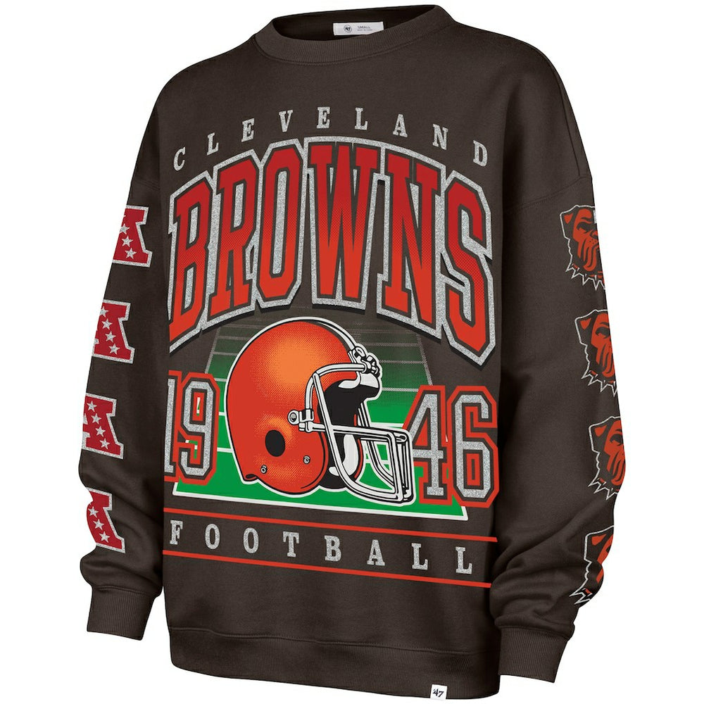 Cleveland Browns '47 Women's Go Big Oversized Pullover Sweatshirt Brown | 47 brand