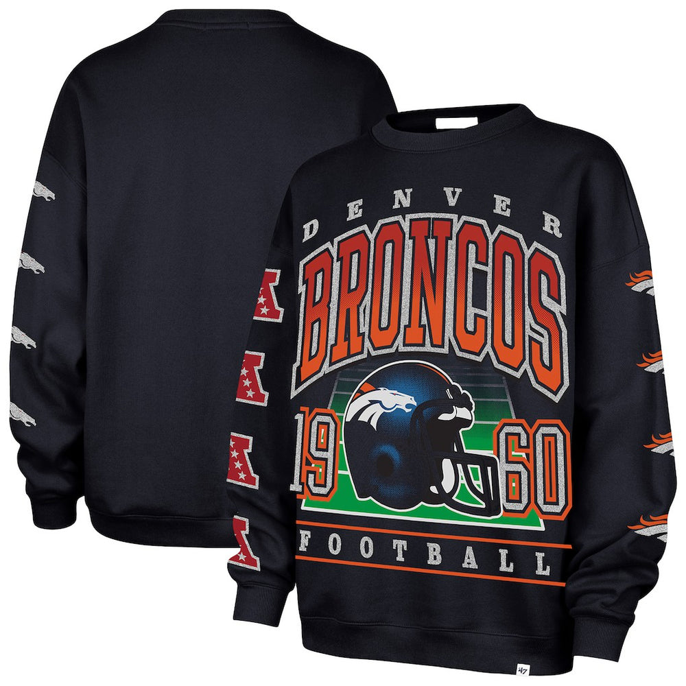 Denver Broncos '47 Women's Go Big Oversized Pullover Sweatshirt Navy | 47 brand