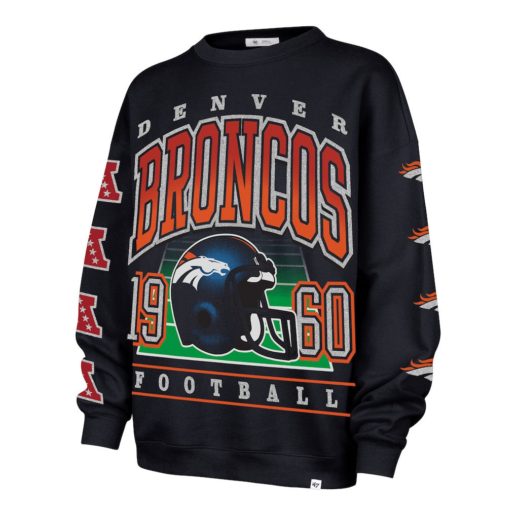 Denver Broncos '47 Women's Go Big Oversized Pullover Sweatshirt Navy | 47 brand