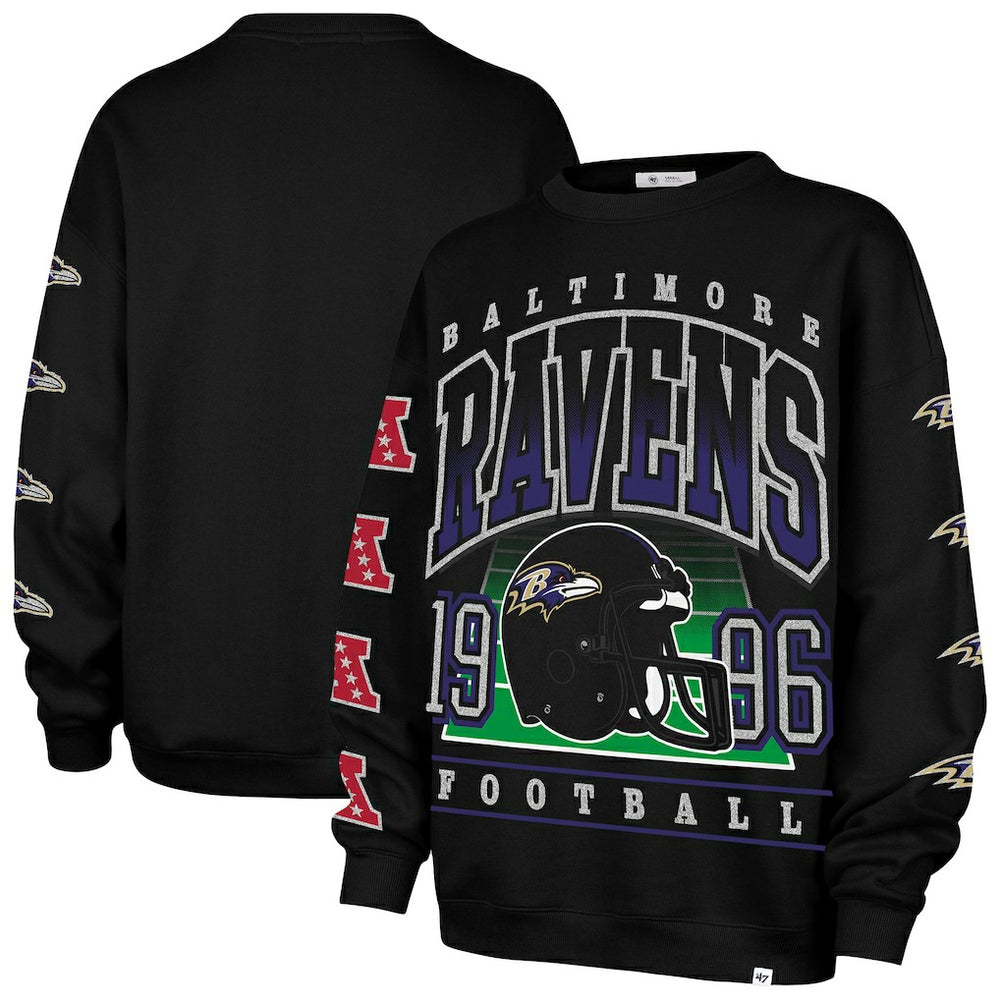 Baltimore Ravens '47 Women's Go Big Oversized Pullover Sweatshirt Black | 47 brand