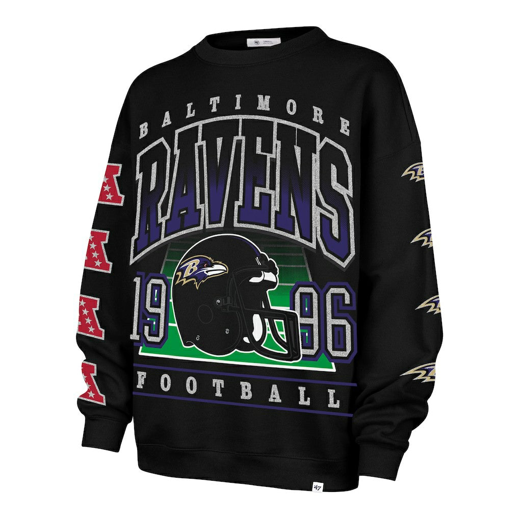 Baltimore Ravens '47 Women's Go Big Oversized Pullover Sweatshirt Black | 47 brand