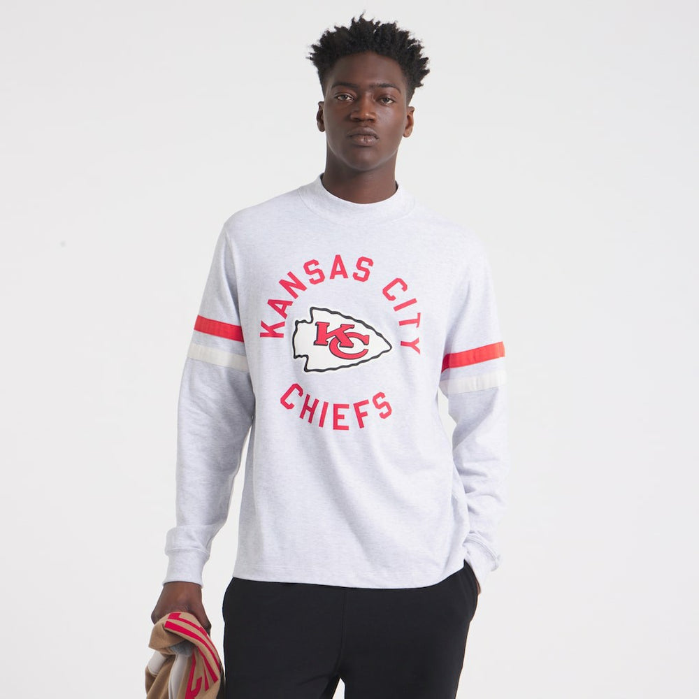 Kansas City Chiefs x Todd Snyder Premium Jersey Mock Neck Tee Heather Gray | NFL