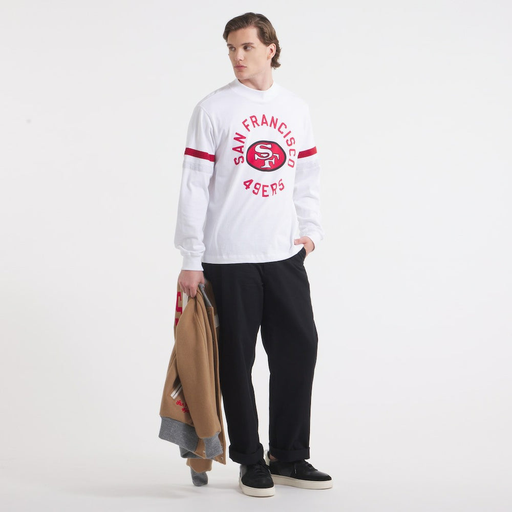 San Francisco 49ers x Todd Snyder Premium Jersey Mock Neck Tee White | NFL