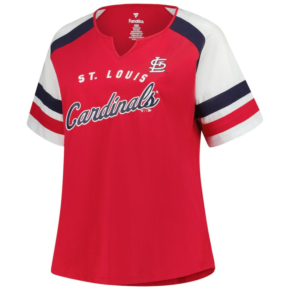 St. Louis Cardinals Profile Women's Plus Sized Arched Notch Neck T-Shirt - MLB