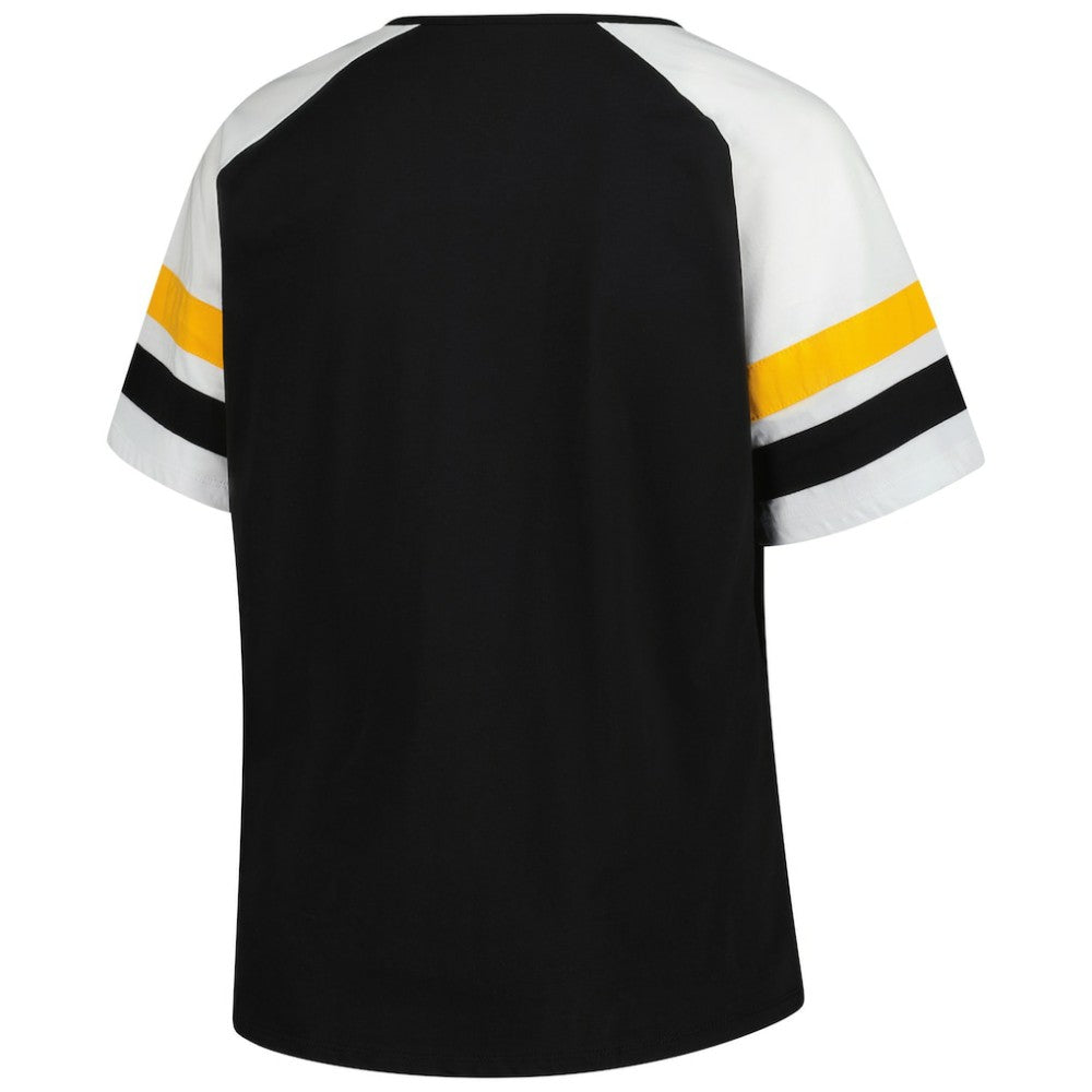 Pittsburgh Pirates Profile Women's Plus Sized Arched Notch Neck T-Shirt - MLB