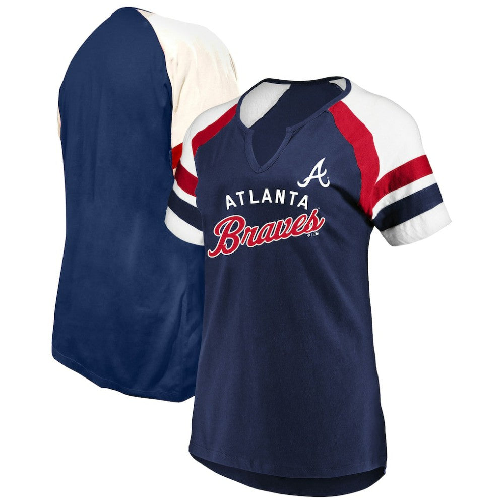 Atlanta Braves Profile Women's Arched Notch Neck T-Shirt - MLB