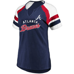 Atlanta Braves Profile Women's Arched Notch Neck T-Shirt - MLB
