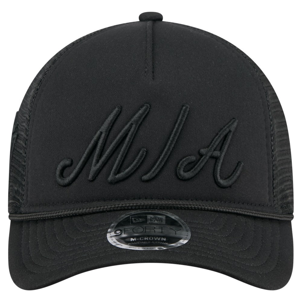 Miami Marlins New Era City Initial 9FORTY A-Frame M-Crown Adjustable Trucker Hat - MLB