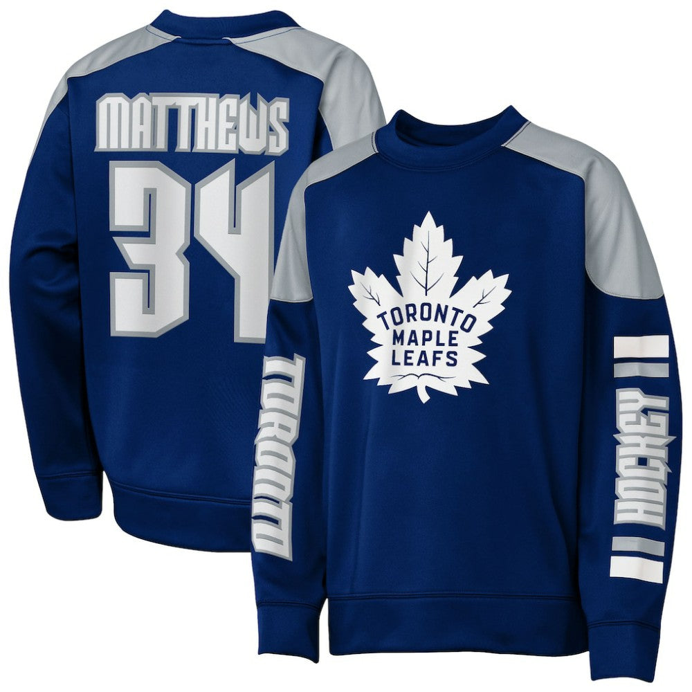 Auston Matthews Toronto Maple Leafs Outerstuff Youth Best Defense Name & Number Crewneck Sweatshirt - Blue - NHL