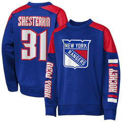 Igor Shesterkin New York Rangers Outerstuff Youth Best Defense Name & Number Crewneck Sweatshirt - Blue - NHL