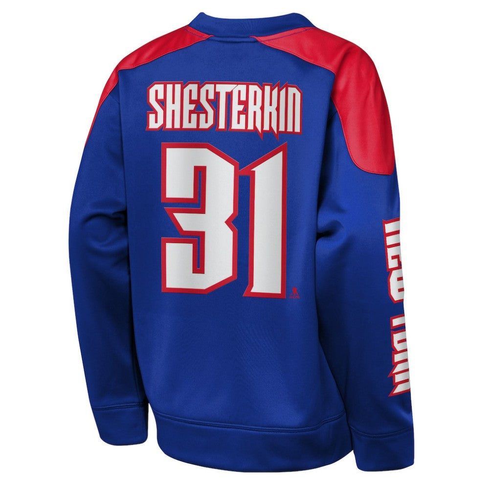 Igor Shesterkin New York Rangers Outerstuff Youth Best Defense Name & Number Crewneck Sweatshirt - Blue - NHL