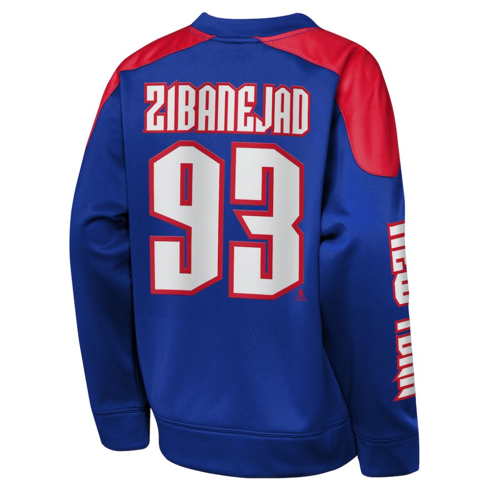 Mika Zibanejad New York Rangers Outerstuff Youth Best Defense Name & Number Crewneck Sweatshirt - Blue - NHL