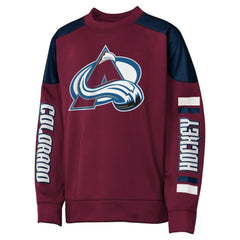 Nathan MacKinnon Colorado Avalanche Outerstuff Youth Best Defense Name & Number Crewneck Sweatshirt - Burgundy - NHL