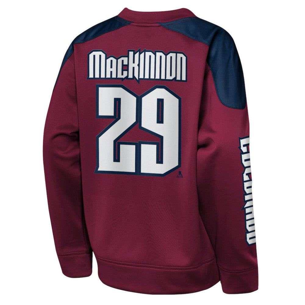 Nathan MacKinnon Colorado Avalanche Outerstuff Youth Best Defense Name & Number Crewneck Sweatshirt - Burgundy - NHL