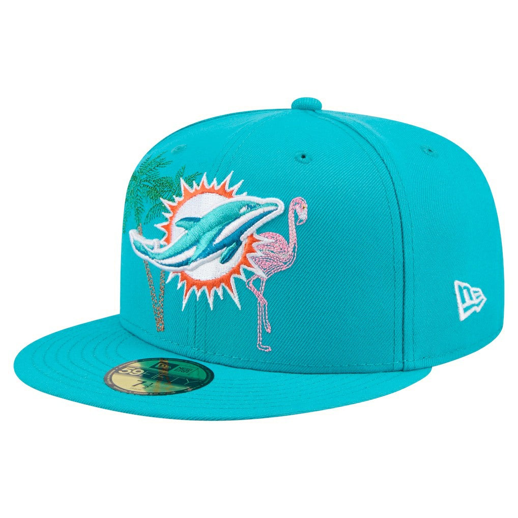 Miami Dolphins New Era State Stitch 59FIFTY Fitted Hat Aqua | NFL