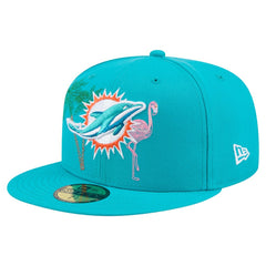 Miami Dolphins New Era State Stitch 59FIFTY Fitted Hat Aqua | NFL