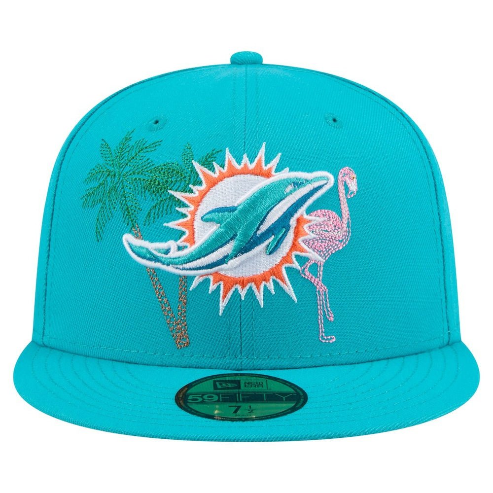 Miami Dolphins New Era State Stitch 59FIFTY Fitted Hat Aqua | NFL