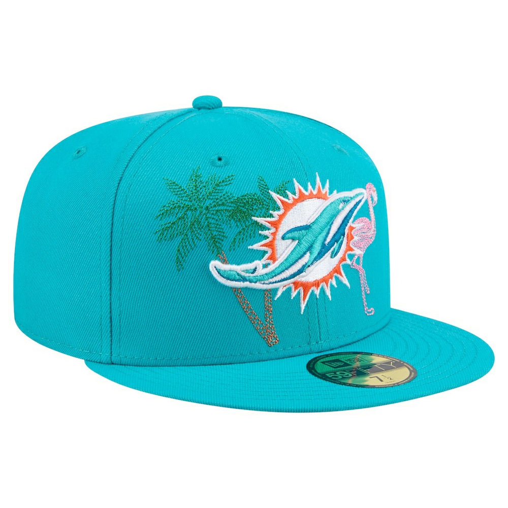 Miami Dolphins New Era State Stitch 59FIFTY Fitted Hat Aqua | NFL