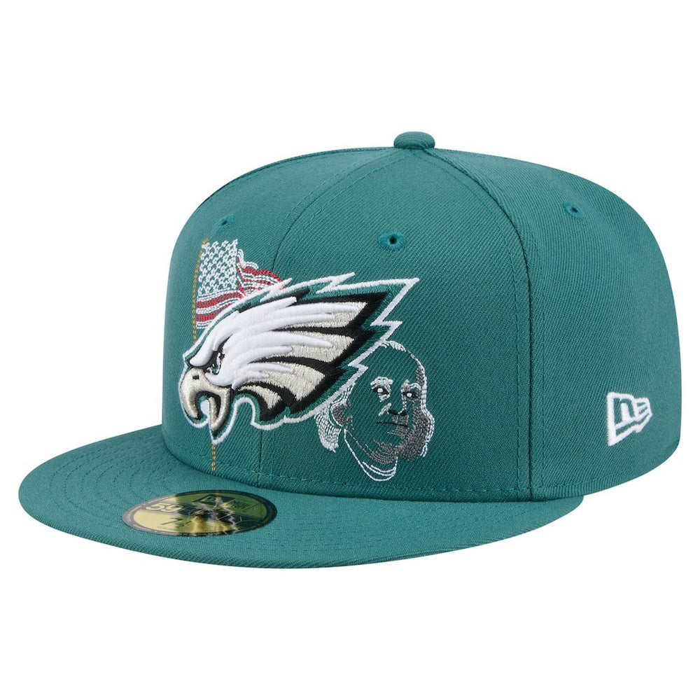 Philadelphia Eagles New Era State Stitch 59FIFTY Fitted Hat Midnight Green | NFL