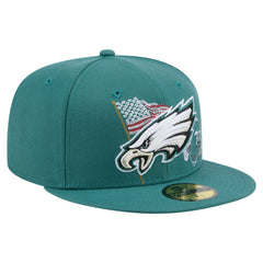 Philadelphia Eagles New Era State Stitch 59FIFTY Fitted Hat Midnight Green | NFL
