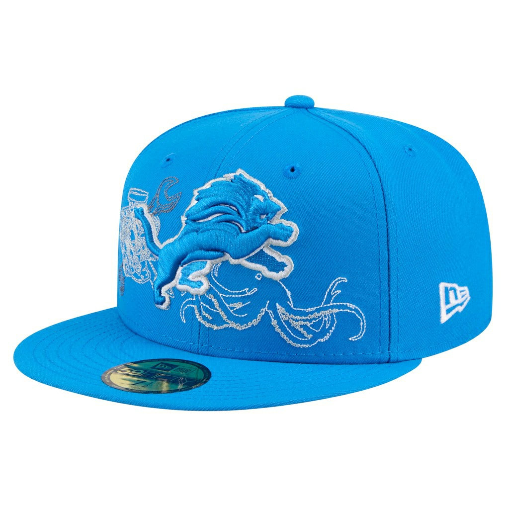 Detroit Lions New Era State Stitch 59FIFTY Fitted Hat Blue | NFL