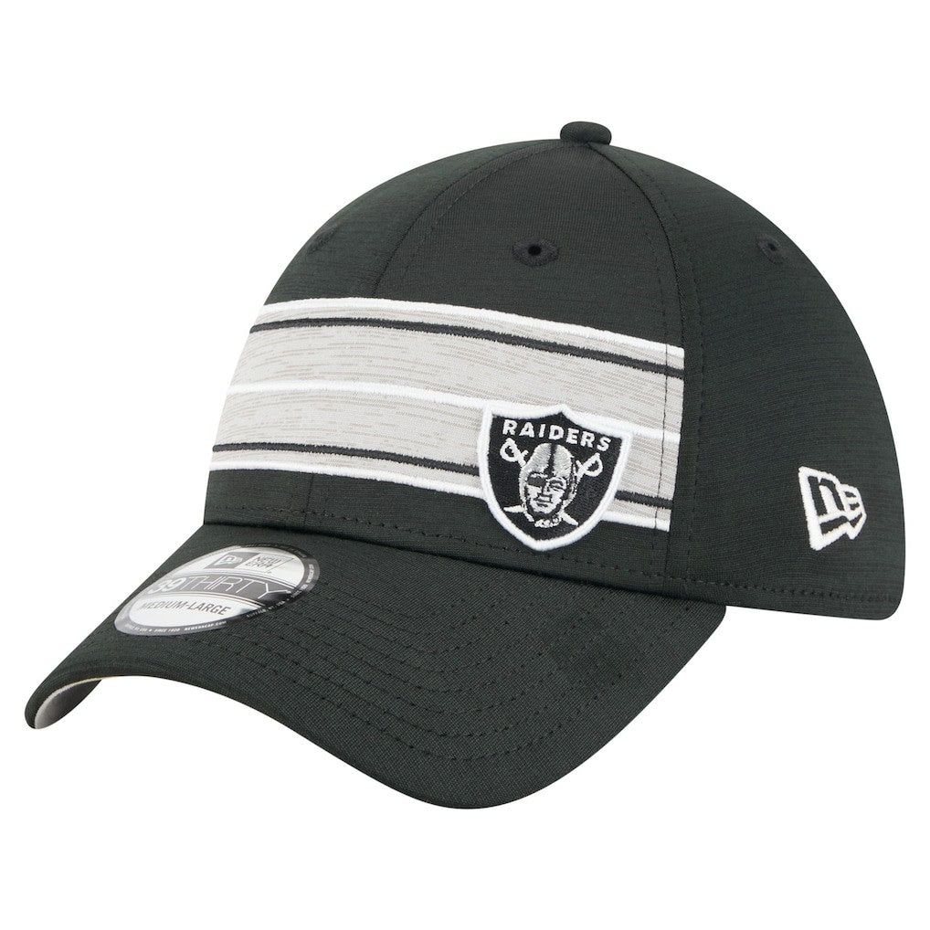 Las Vegas Raiders New Era Stripes 39THIRTY Flex Hat Black | NFL