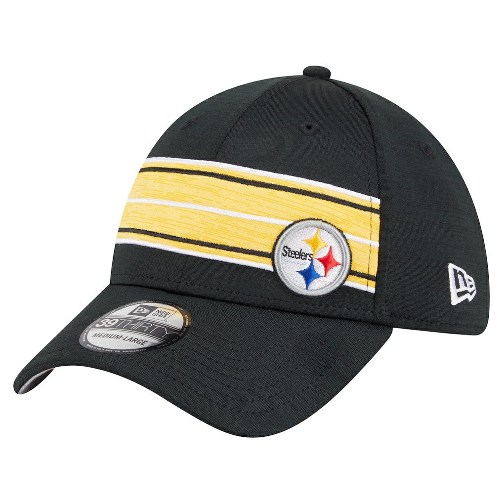 Pittsburgh Steelers New Era Stripes 39THIRTY Flex Hat Black | NFL