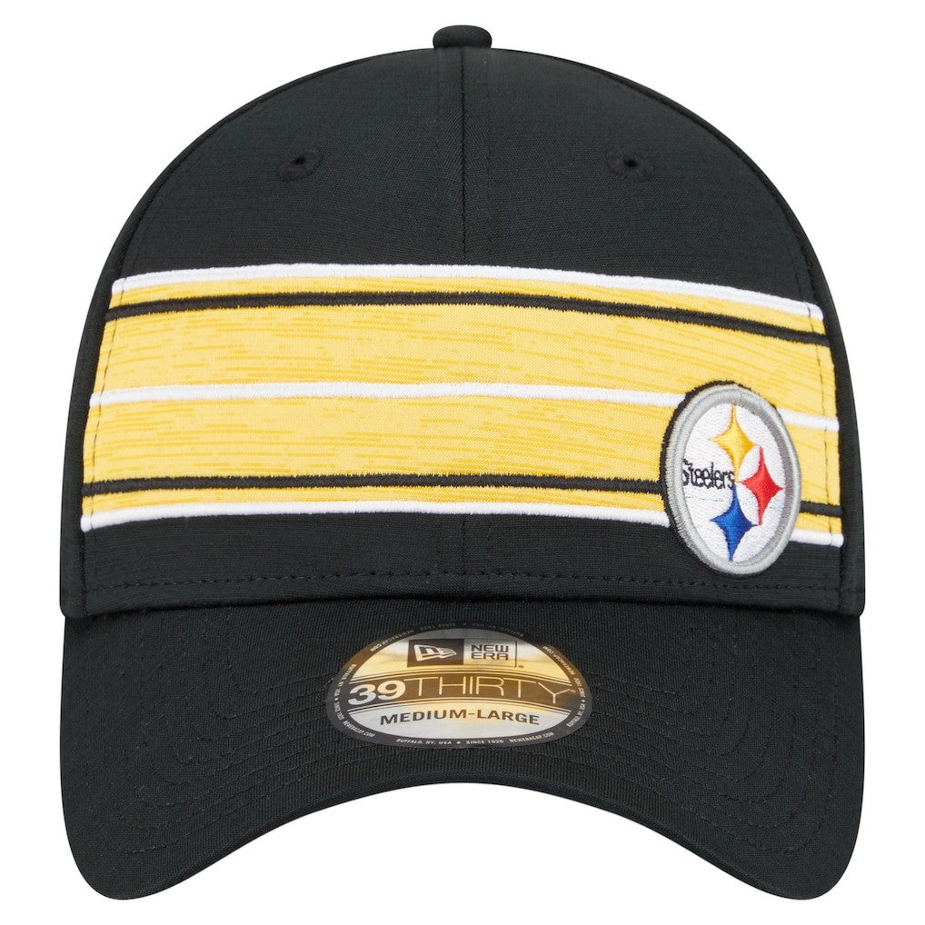 Pittsburgh Steelers New Era Stripes 39THIRTY Flex Hat Black | NFL