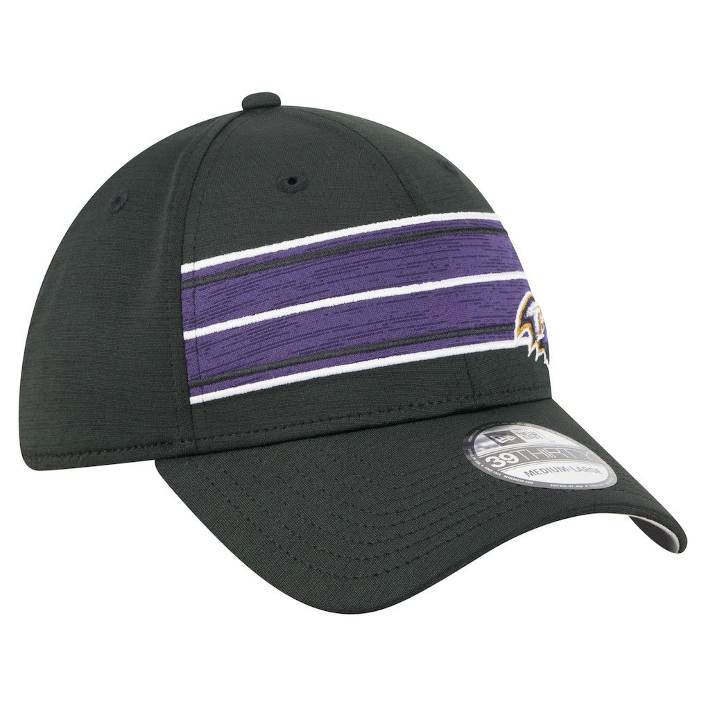 Baltimore Ravens New Era Stripes 39THIRTY Flex Hat Black | NFL