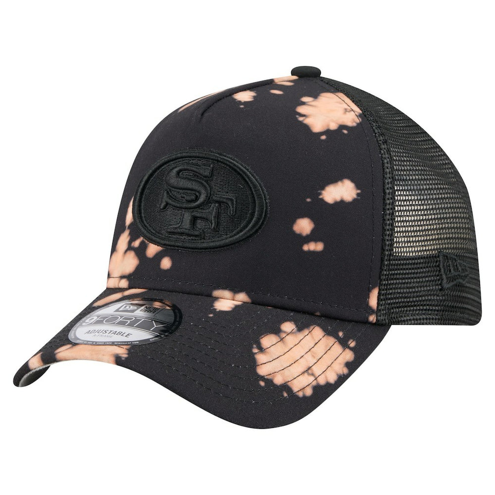 San Francisco 49ers New Era Bleached 9FORTY A-Frame Adjustable Hat Black | NFL