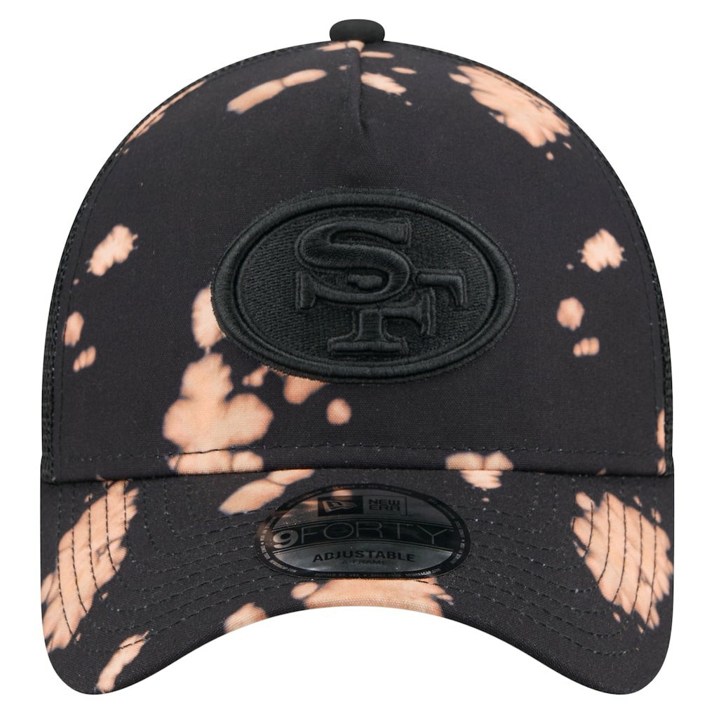 San Francisco 49ers New Era Bleached 9FORTY A-Frame Adjustable Hat Black | NFL
