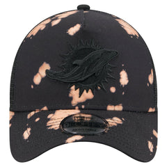Miami Dolphins New Era Bleached 9FORTY A-Frame Adjustable Hat Black | NFL