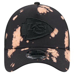 Kansas City Chiefs New Era Bleached 9FORTY A-Frame Adjustable Hat Black | NFL