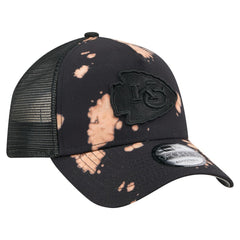Kansas City Chiefs New Era Bleached 9FORTY A-Frame Adjustable Hat Black | NFL