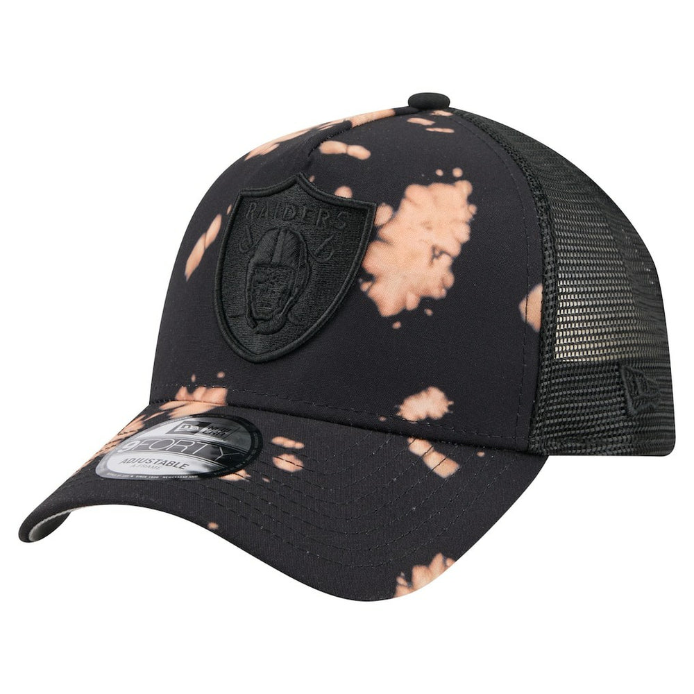 Las Vegas Raiders New Era Bleached 9FORTY A-Frame Adjustable Hat Black | NFL