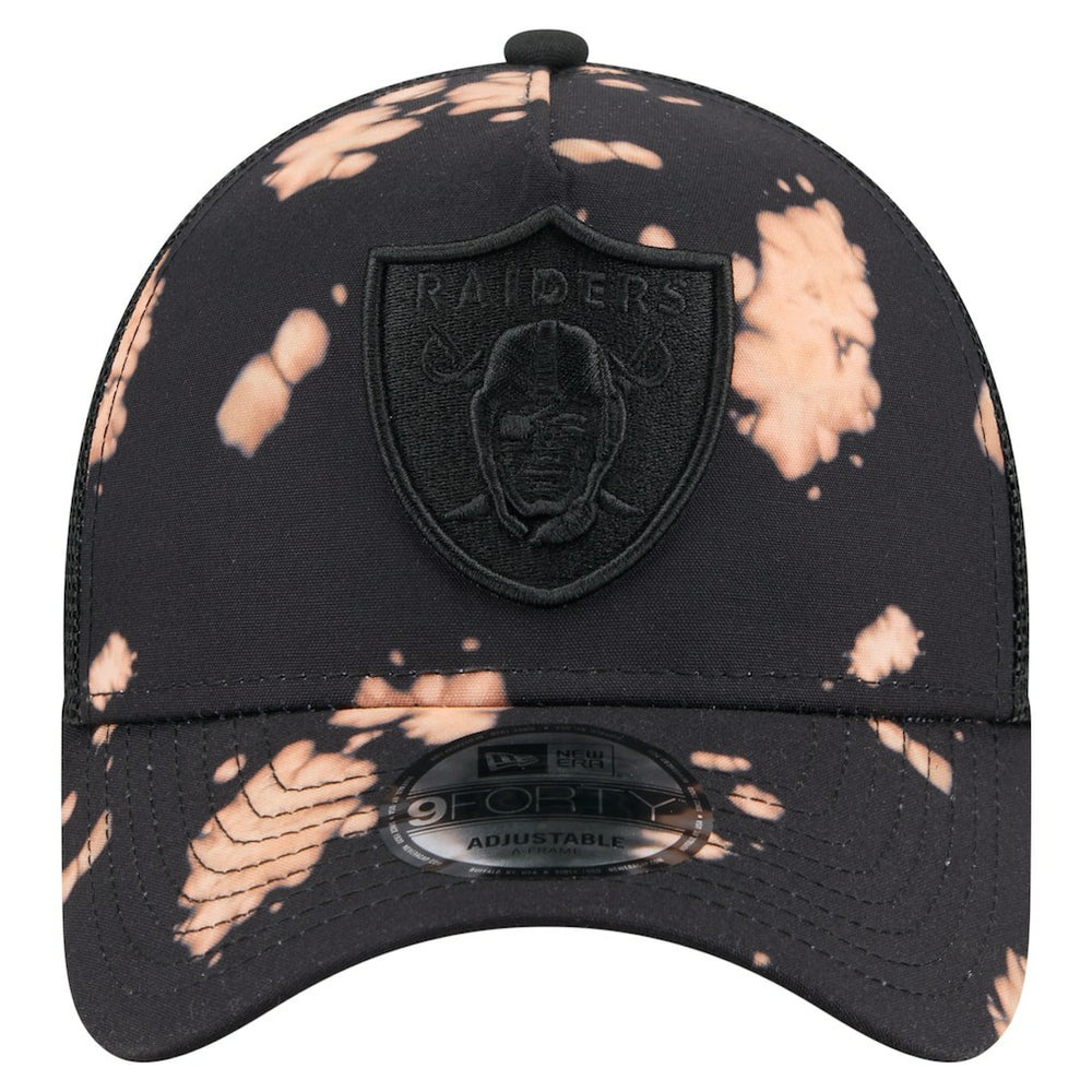 Las Vegas Raiders New Era Bleached 9FORTY A-Frame Adjustable Hat Black | NFL