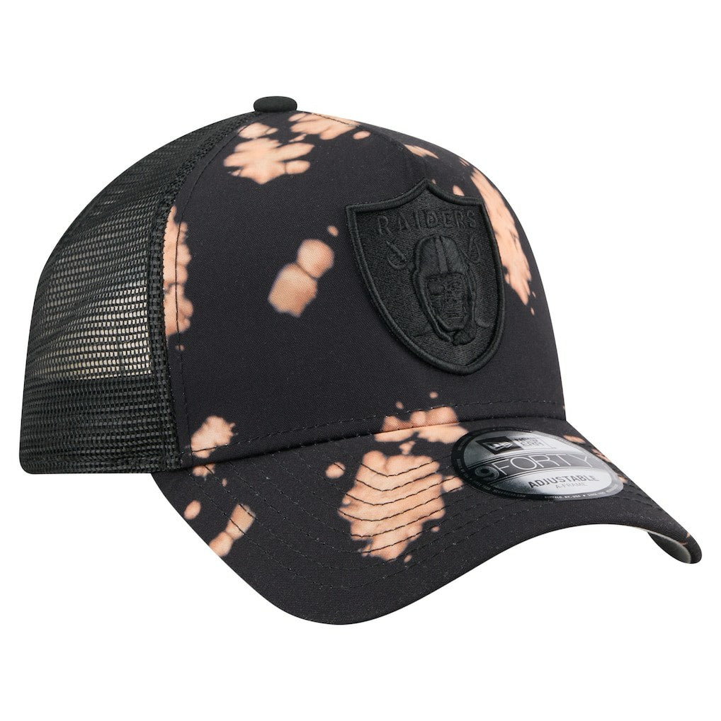 Las Vegas Raiders New Era Bleached 9FORTY A-Frame Adjustable Hat Black | NFL