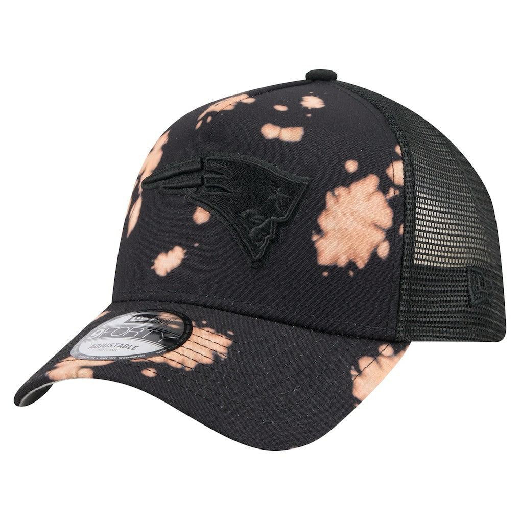New England Patriots New Era Bleached 9FORTY A-Frame Adjustable Hat Black | NFL