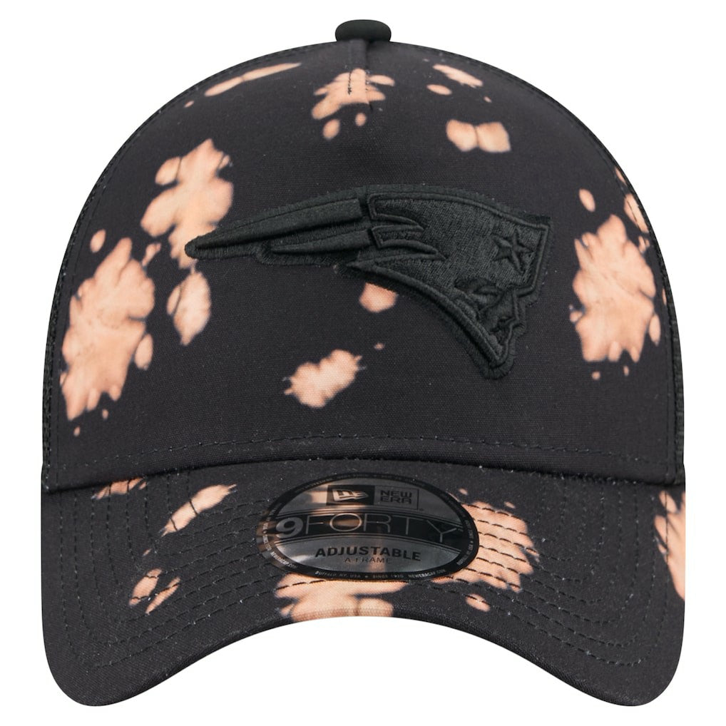 New England Patriots New Era Bleached 9FORTY A-Frame Adjustable Hat Black | NFL