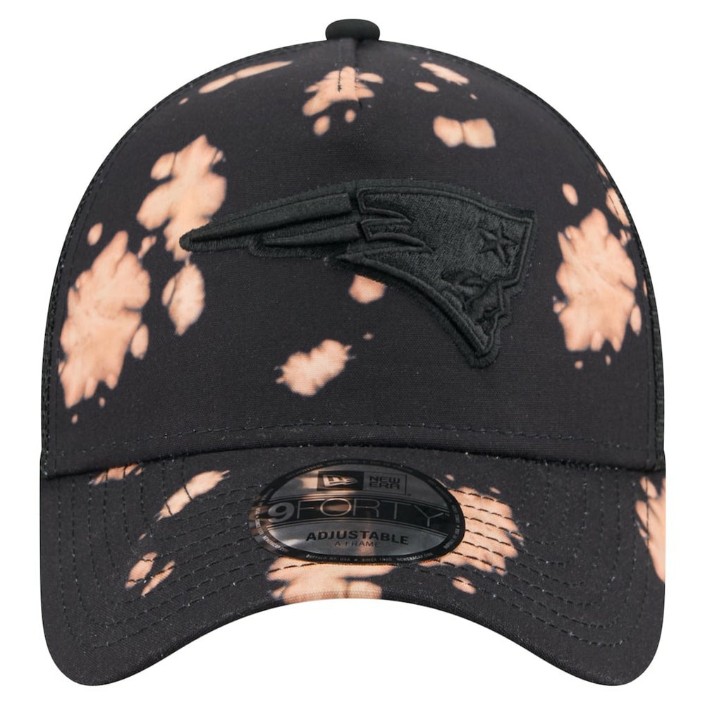 New England Patriots New Era Bleached 9FORTY A-Frame Adjustable Hat Black | NFL