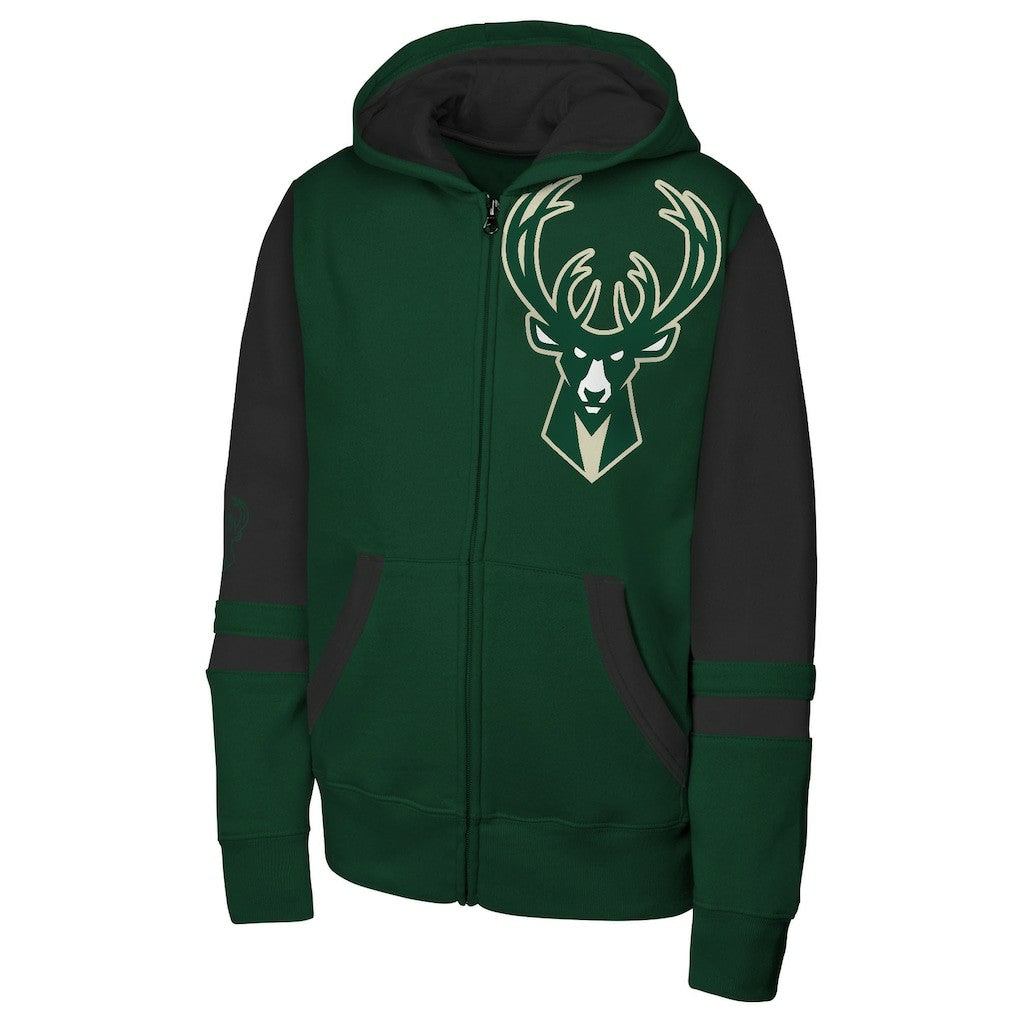 Milwaukee Bucks Outerstuff Youth Straight to the League Full-Zip Hoodie Hunter Green - NBA